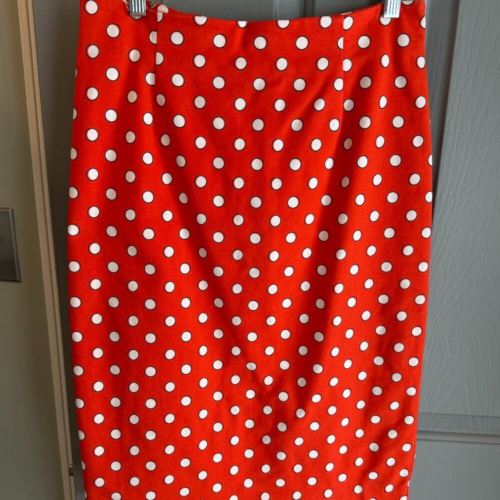 Boden Orange Polka Dot Pencil Skirt - Size 8